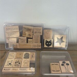 Vintage Stampin UP wooden rubber stamp LOT of 30 retired with Various Designs